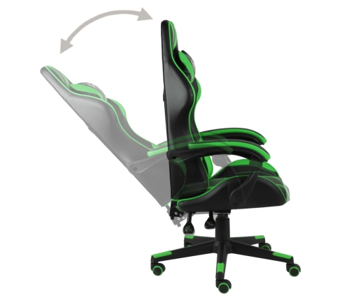 Silla gaming de cuero sintético negro y verde