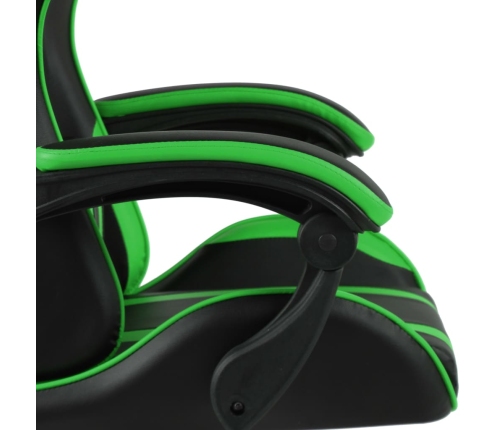 Silla gaming de cuero sintético negro y verde