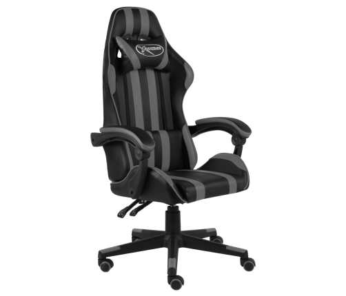 Silla gaming de cuero sintético negro y gris