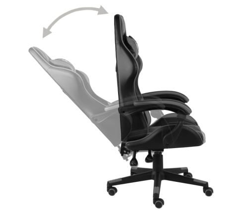 Silla gaming de cuero sintético negro y gris