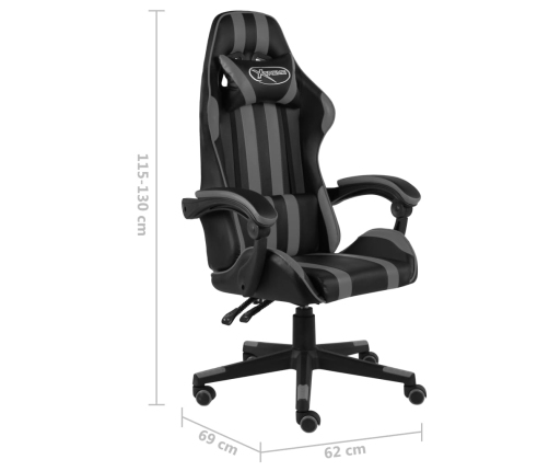 Silla gaming de cuero sintético negro y gris