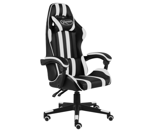 Silla gaming de cuero sintético negro y blanco