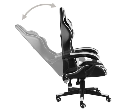 Silla gaming de cuero sintético negro y blanco