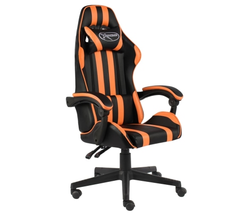 Silla gaming de cuero sintético negro y naranja