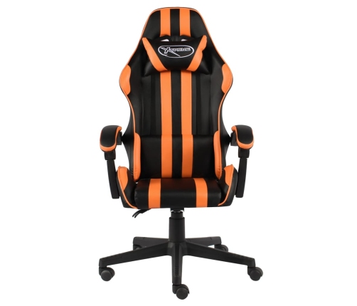 Silla gaming de cuero sintético negro y naranja