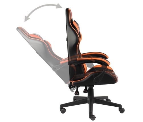 Silla gaming de cuero sintético negro y naranja