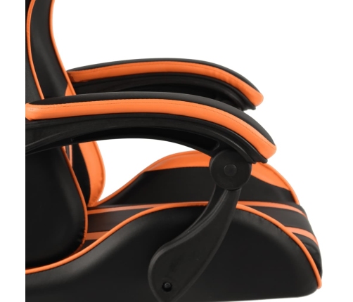 Silla gaming de cuero sintético negro y naranja