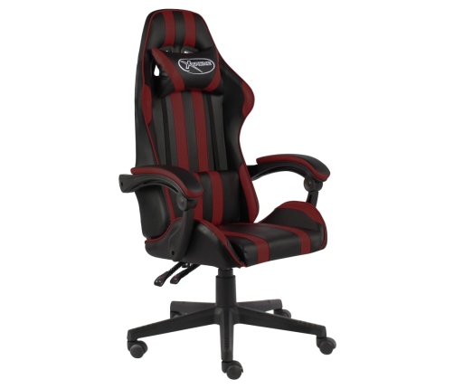 Silla gaming de cuero sintético negro y rojo tinto