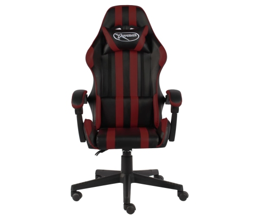 Silla gaming de cuero sintético negro y rojo tinto