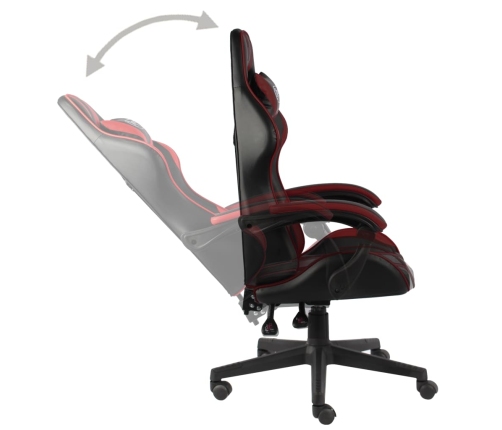 Silla gaming de cuero sintético negro y rojo tinto