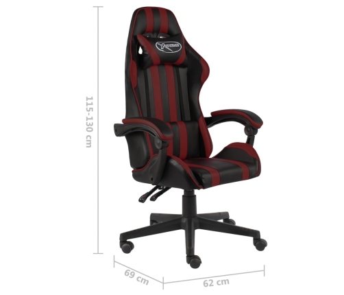 Silla gaming de cuero sintético negro y rojo tinto