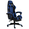 Silla gaming con reposapiés cuero sintético negro y azul