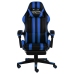 Silla gaming con reposapiés cuero sintético negro y azul