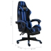 Silla gaming con reposapiés cuero sintético negro y azul