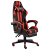 Silla gaming con reposapiés cuero sintético negro y rojo