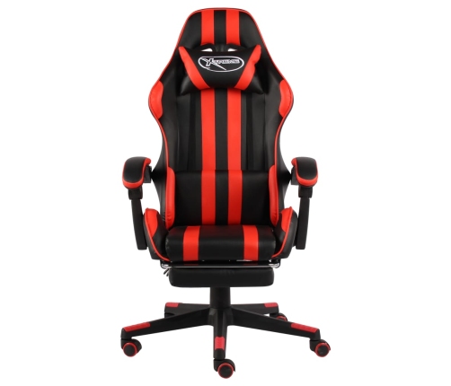 Silla gaming con reposapiés cuero sintético negro y rojo