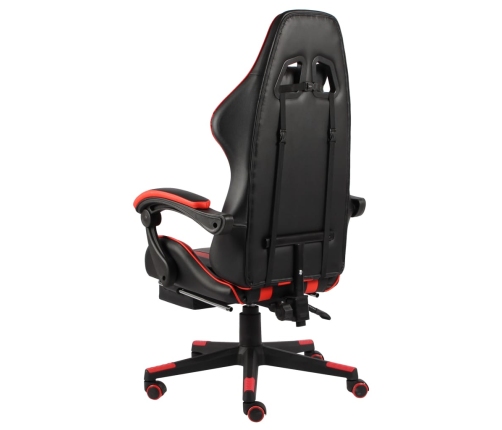 Silla gaming con reposapiés cuero sintético negro y rojo