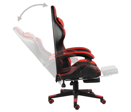 Silla gaming con reposapiés cuero sintético negro y rojo