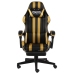 Silla gaming con reposapiés cuero sintético negro y dorado