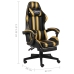 Silla gaming con reposapiés cuero sintético negro y dorado