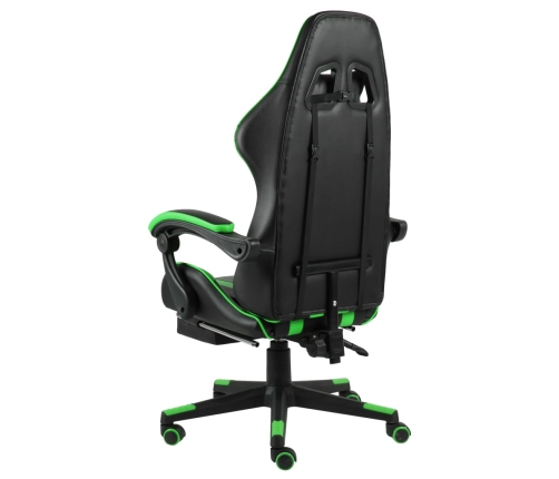 Silla gaming con reposapiés cuero sintético negro y verde