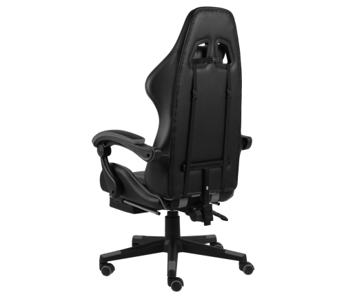 Silla gaming con reposapiés cuero sintético negro y gris