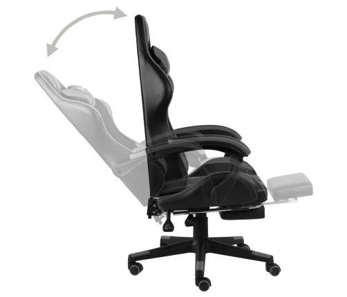 Silla gaming con reposapiés cuero sintético negro y gris