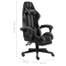 Silla gaming con reposapiés cuero sintético negro y gris