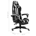 Silla gaming con reposapiés cuero sintético negro y blanco