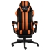 Silla gaming con reposapiés cuero sintético negro y naranja