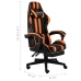 Silla gaming con reposapiés cuero sintético negro y naranja