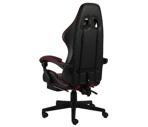 Silla gaming con reposapiés cuero sintético negro y rojo tinto