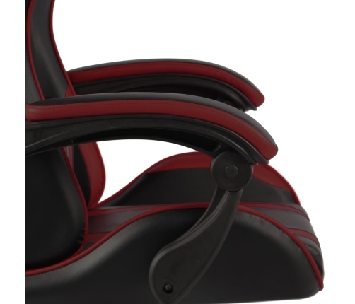 Silla gaming con reposapiés cuero sintético negro y rojo tinto