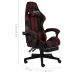 Silla gaming con reposapiés cuero sintético negro y rojo tinto