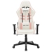 Silla de gaming de cuero sintético blanco y rosa