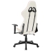 Silla de gaming de cuero sintético blanco y rosa