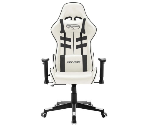 Silla de gaming de cuero sintético blanco y negro