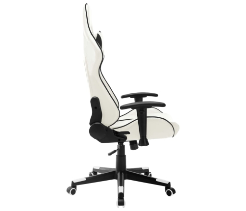 Silla de gaming de cuero sintético blanco y negro