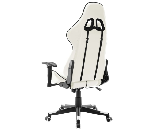 Silla de gaming de cuero sintético blanco y negro