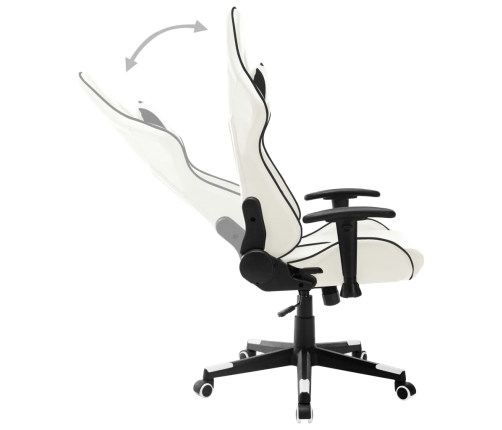 Silla de gaming de cuero sintético blanco y negro