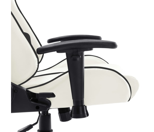 Silla de gaming de cuero sintético blanco y negro