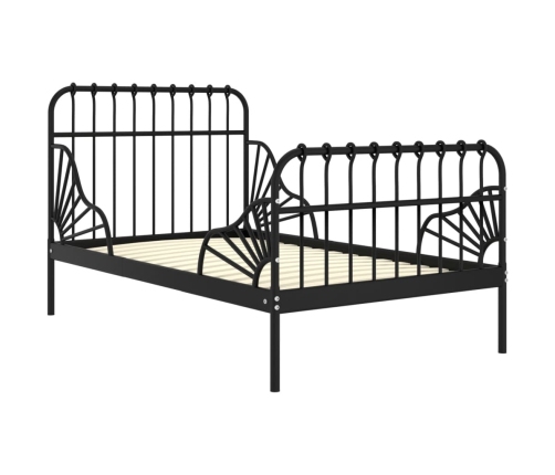 Estructura de cama extensible metal negra 80x130/200 cm