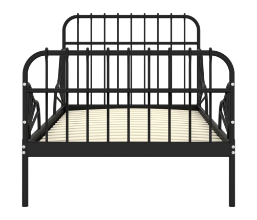 Estructura de cama extensible metal negra 80x130/200 cm