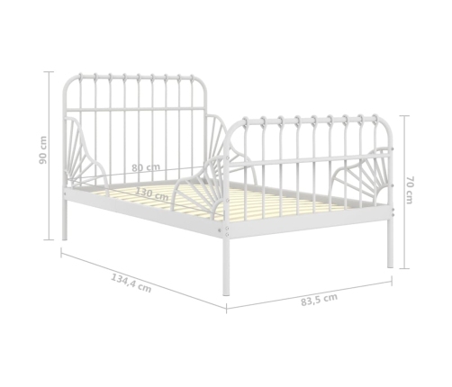 vidaXL Estructura de cama extensible metal blanca 80x130/200 cm