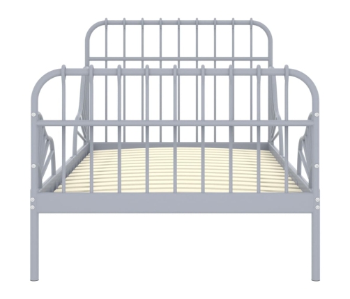 Estructura de cama extensible metal gris 80x130/200 cm