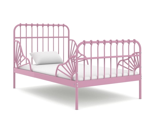 Estructura de cama extensible metal rosa 80x130/200 cm