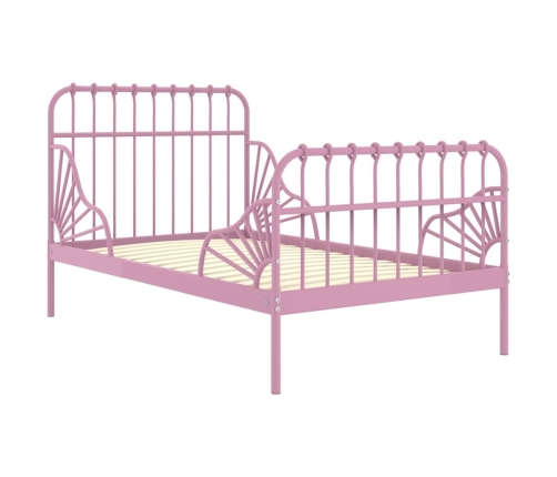 Estructura de cama extensible metal rosa 80x130/200 cm