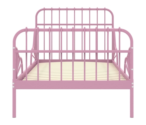 Estructura de cama extensible metal rosa 80x130/200 cm