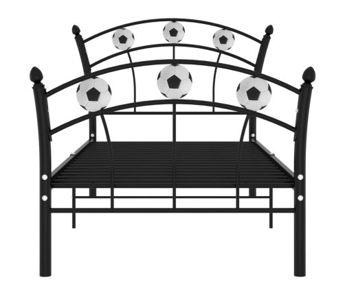 Estructura de cama con diseño de fútbol metal negro 90x200 cm