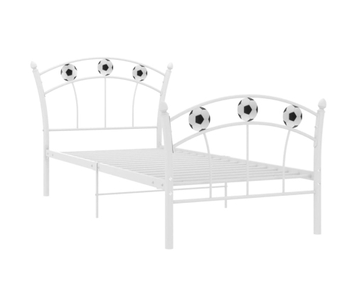 Estructura de cama con diseño de fútbol metal blanco 90x200 cm